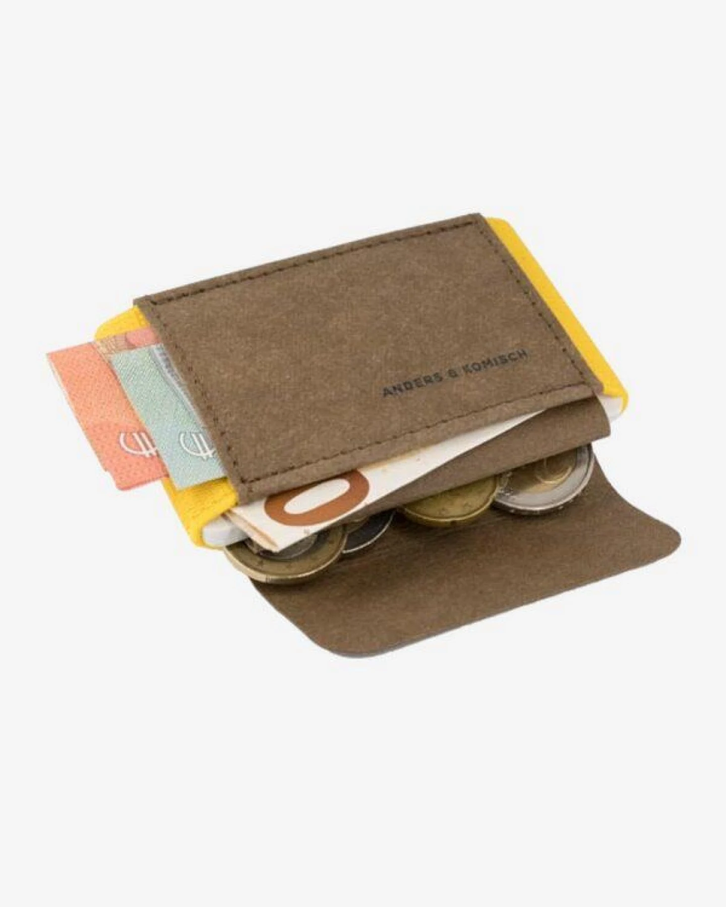 ANDERS & KOMISCH MINI PRO Slim Wallet mit Münzfach - Kleines smarte Portemonnaie Braun – Ansicht 3