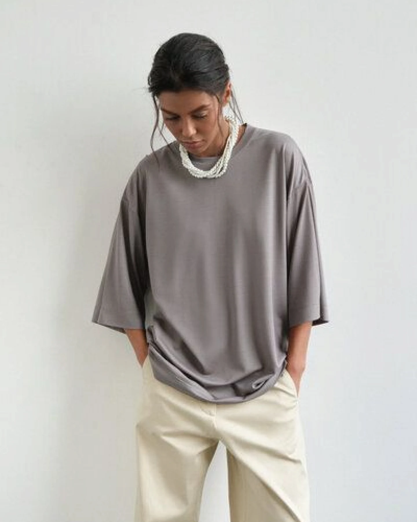 IVA RYCH Oversize-T-Shirt in Grau I Deadstock – Ansicht 2