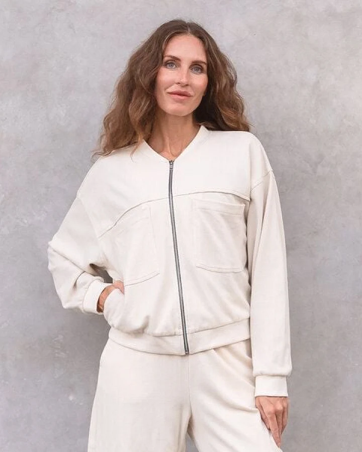 Jaya ADELE WAFFLE - Coole Jacke, Blouson-Bomberjacken-Elementen, 100% GOTS-zertifizierter Biobaumwolle, Waffle-Optik, kleiner Stehkragen
