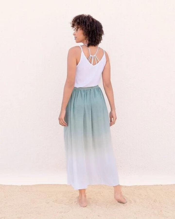 TULIP - Damen - JAYA-UNIQUE - Luftig-leichter Sommerrock, aus dünnem Lyocell, Tulpenform in Dip-Dye Färbung, handgemacht in Bali