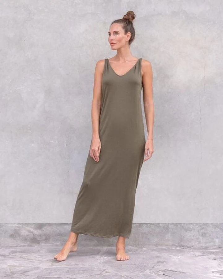 Jaya LEA - elegantes Sommerkleid in Maxi-Länge aus weich fließendem Tencel/Biobaumwoll Mix