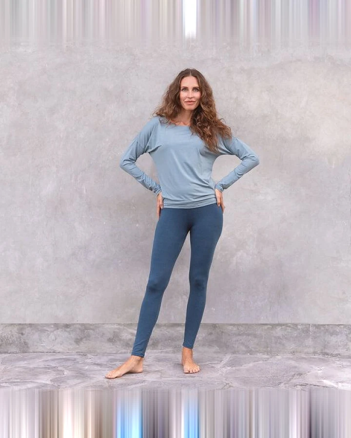 Jaya KATE - Damen - Klassische High-Waist Leggings, elastisch, doppelte Taillenpartie