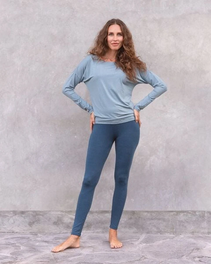 Jaya KATE - Damen - Klassische High-Waist Leggings, elastisch, doppelte Taillenpartie