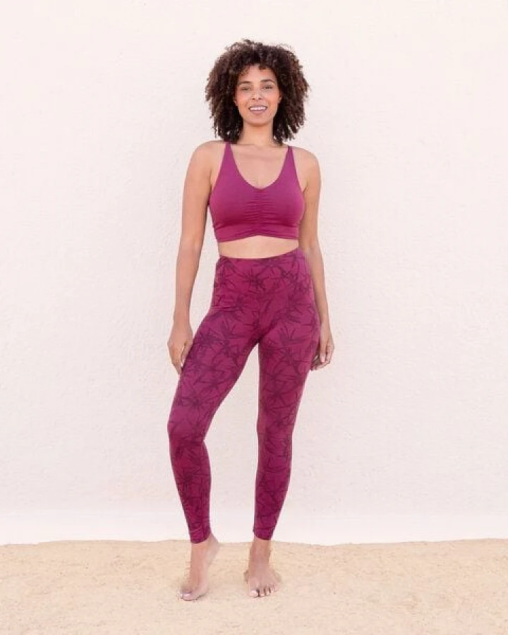 Jaya TOSCA TENCEL- Damen - High-Rise Leggings mit Allover-Nature-Print aus Tencel/Biobaumwoll-Mix mit dop-pelter Taillenpartie