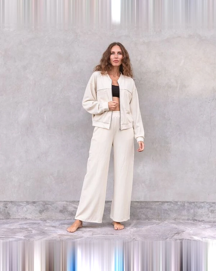 Jaya DAPHNE WAFFLE - Jeans-Loungewear! Weite Hose im Marlene Stil