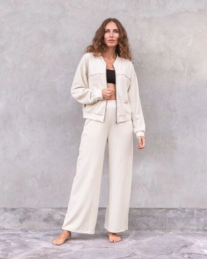 Jaya DAPHNE WAFFLE - Jeans-Loungewear! Weite Hose im Marlene Stil
