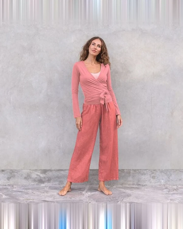 SKY - Damen - JAYA-UNIQUE - lässige Sommerhose, gerade geschnittene Beine, Drawstrings Dip-Dye Färbung handgemacht in Bali