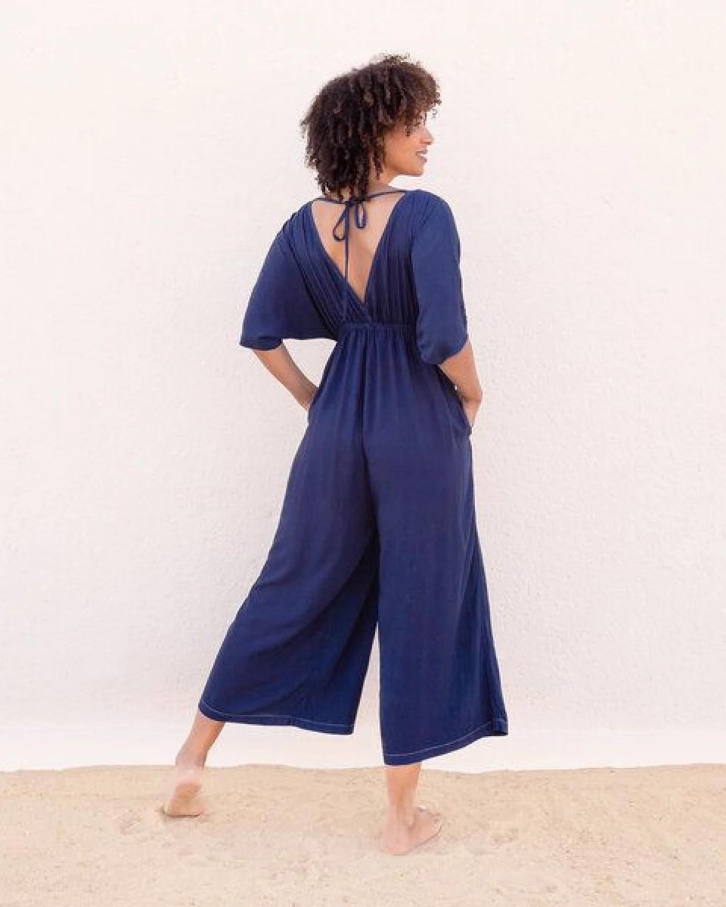 GEENY - Damen - JAYA-UNIQUE - schöner Jumpsuit,Färbung mit Indigo-Blättern, als Beach, Resort oder Evening Wear, handgemacht in Bali – Ansicht 3