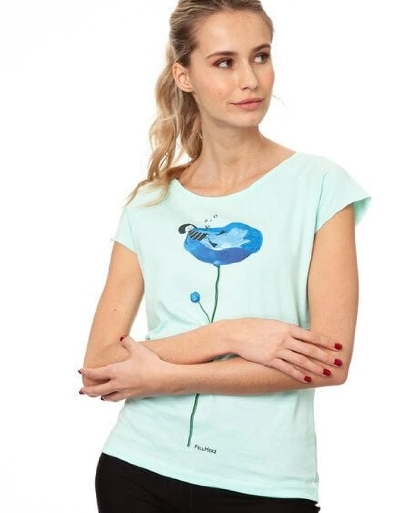 FellHerz Damen T-Shirt Swimming Pool moonlight jade bio & fair & vegan – Ansicht 4