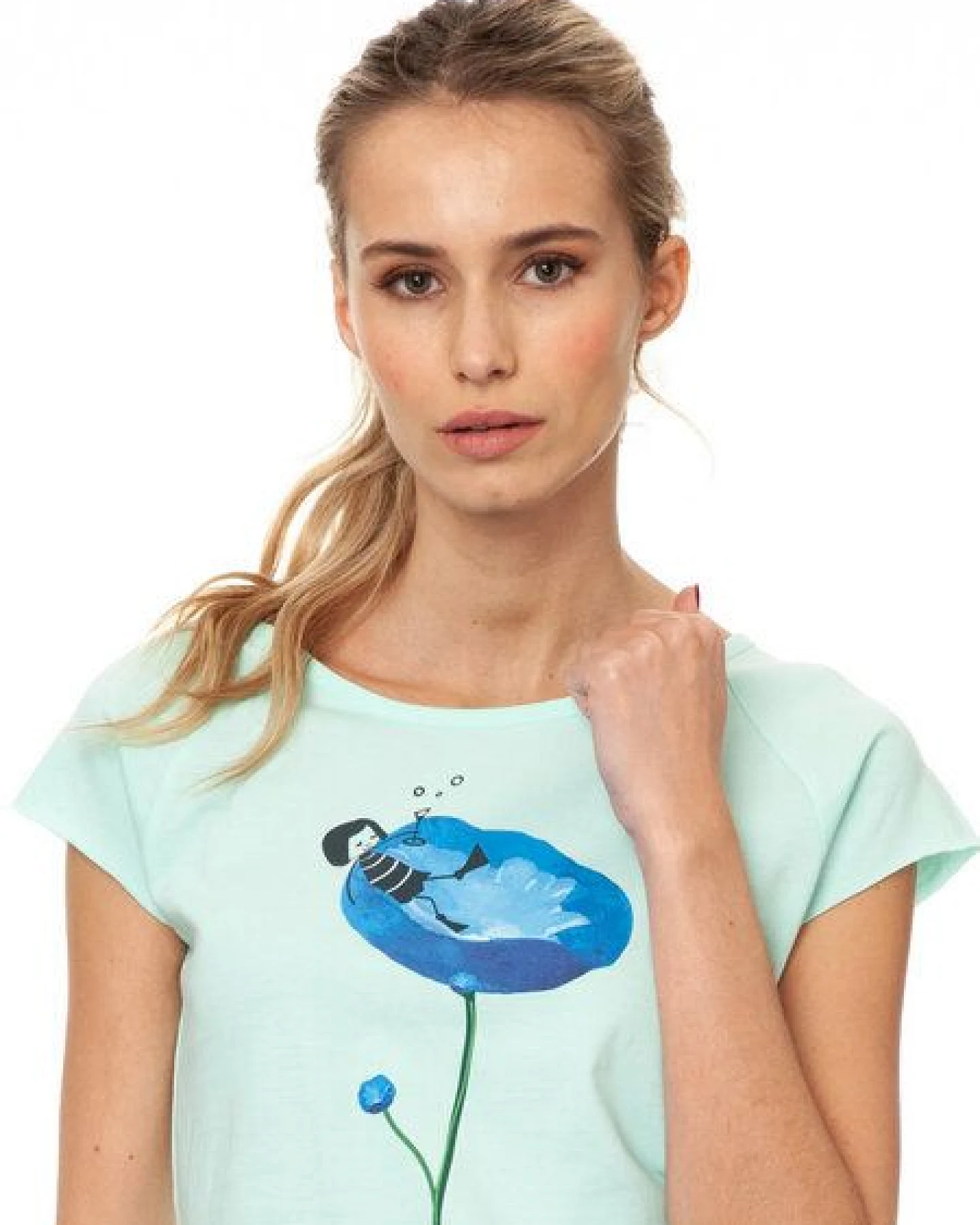 FellHerz Damen T-Shirt Swimming Pool moonlight jade bio & fair & vegan – Ansicht 2
