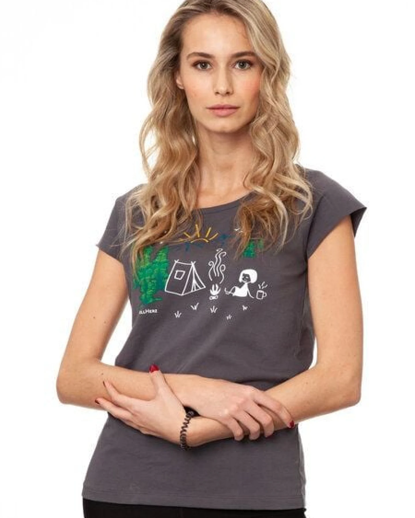 FellHerz Damen T-Shirt Camping Girl bio & fair & vegan – Ansicht 4