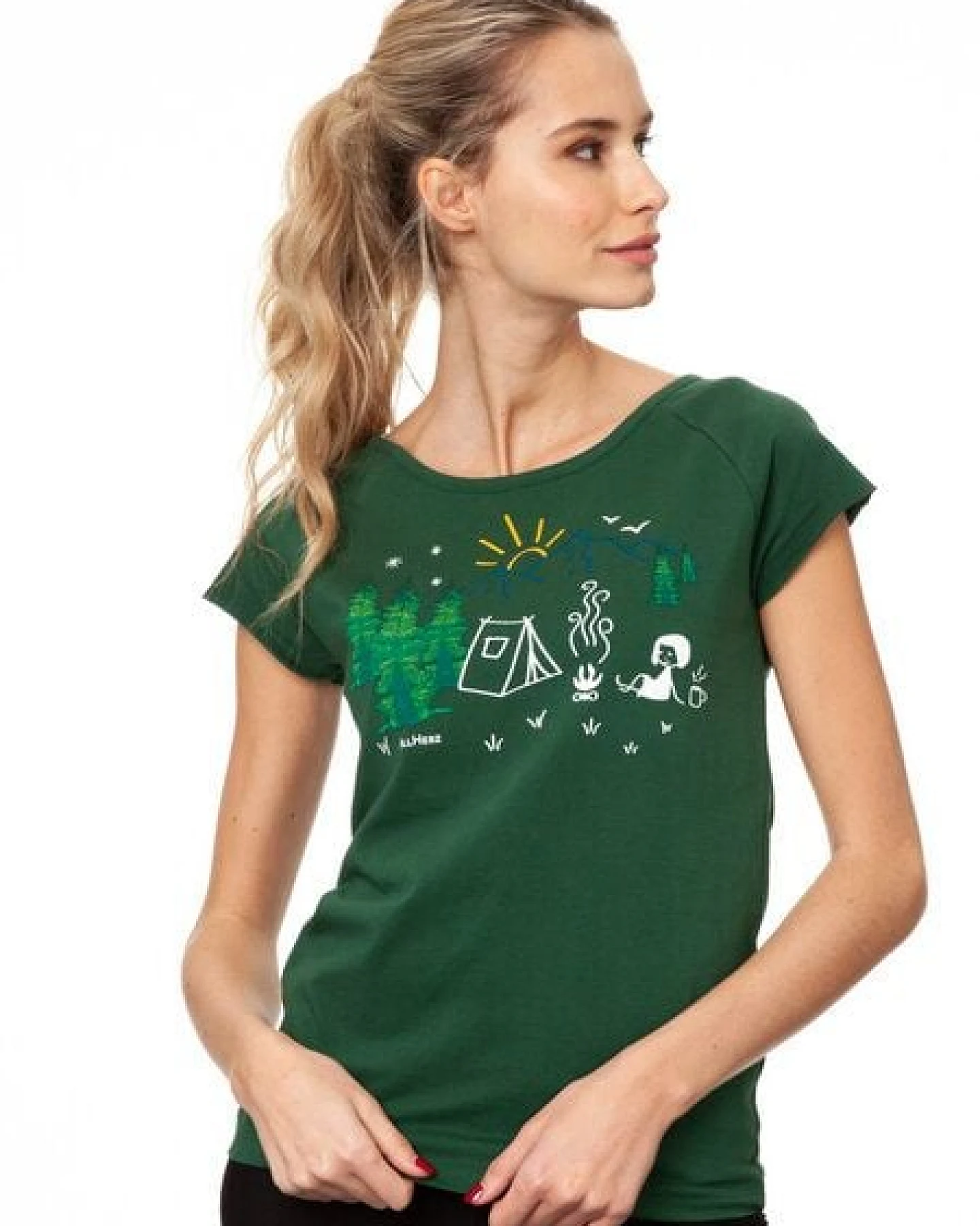 FellHerz Damen T-Shirt Camping Girl bio & fair & vegan – Ansicht 4