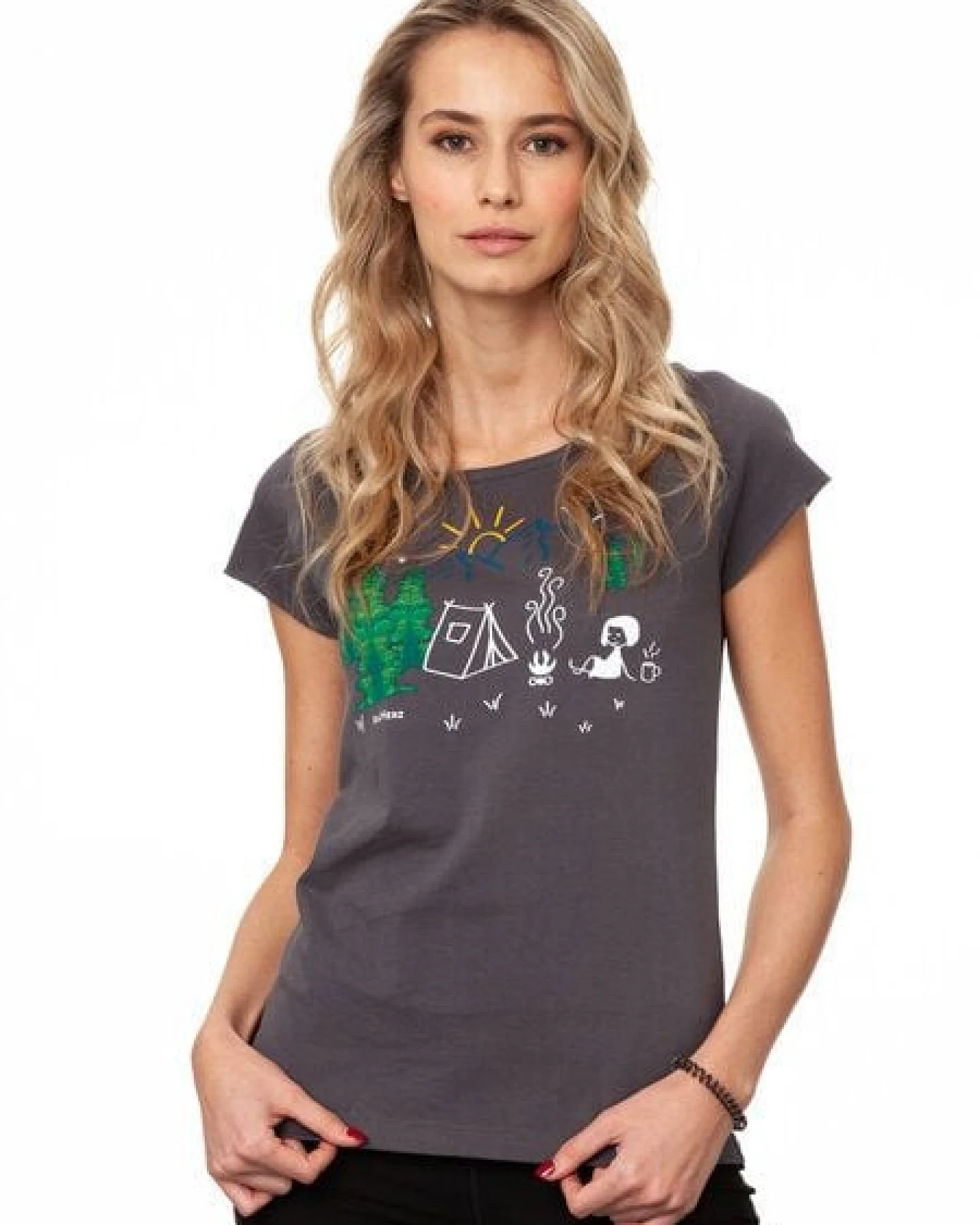 FellHerz Damen T-Shirt Camping Girl bio & fair & vegan – Ansicht 3