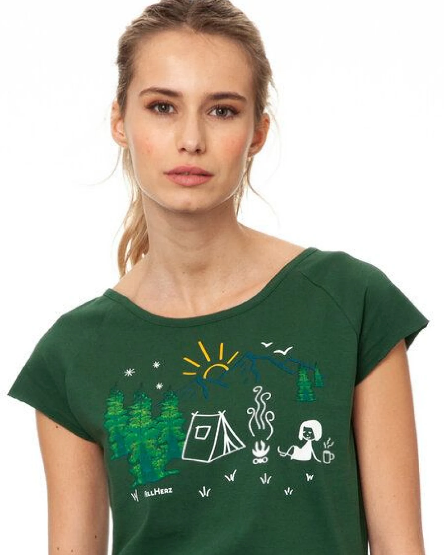FellHerz Damen T-Shirt Camping Girl bio & fair & vegan – Ansicht 2
