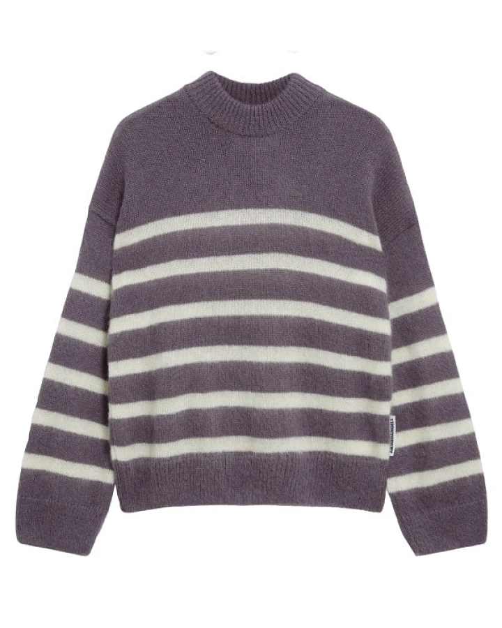 ARMEDANGELS - Women's Gwyneiraa Stripes - Wollpullover Gr S grau/lila