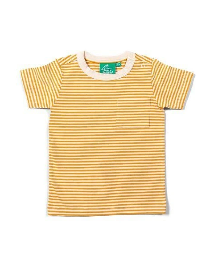 Little Green Radicals Kinder T-Shirt mit gelben Streifen – Fairtrade & GOTS-zertifiziert