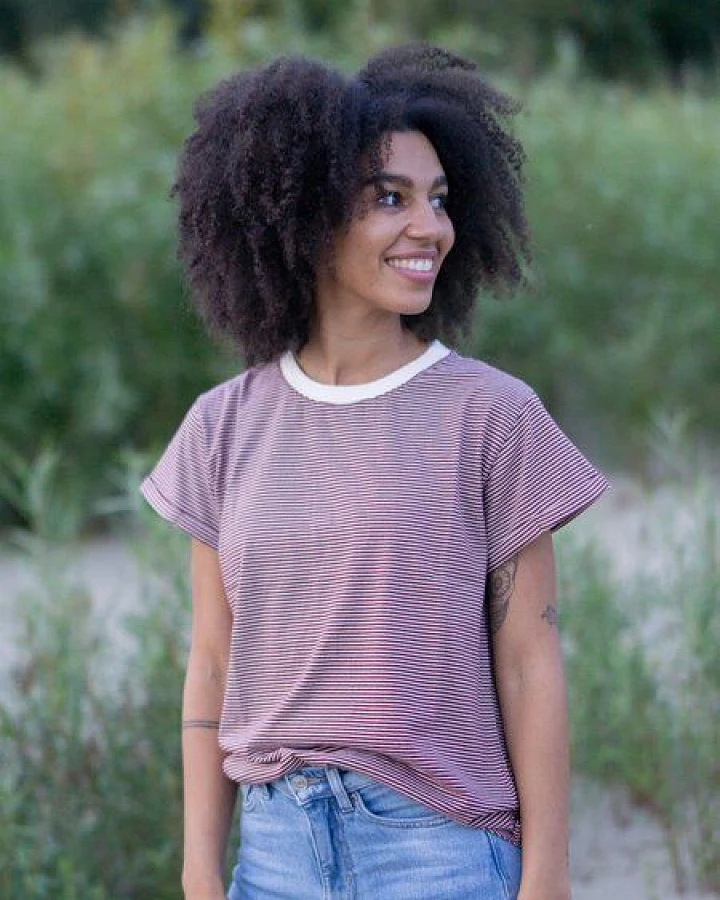 FUXBAU Frauen Streifenshirt - creme grün, bordeaux, blau oder senf