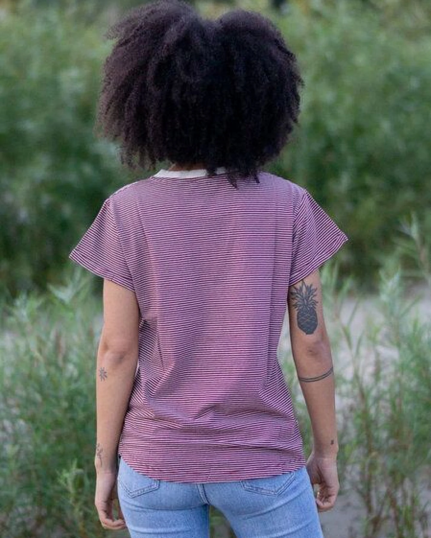 FUXBAU Frauen Streifenshirt - creme grün, bordeaux, blau oder senf – Ansicht 3