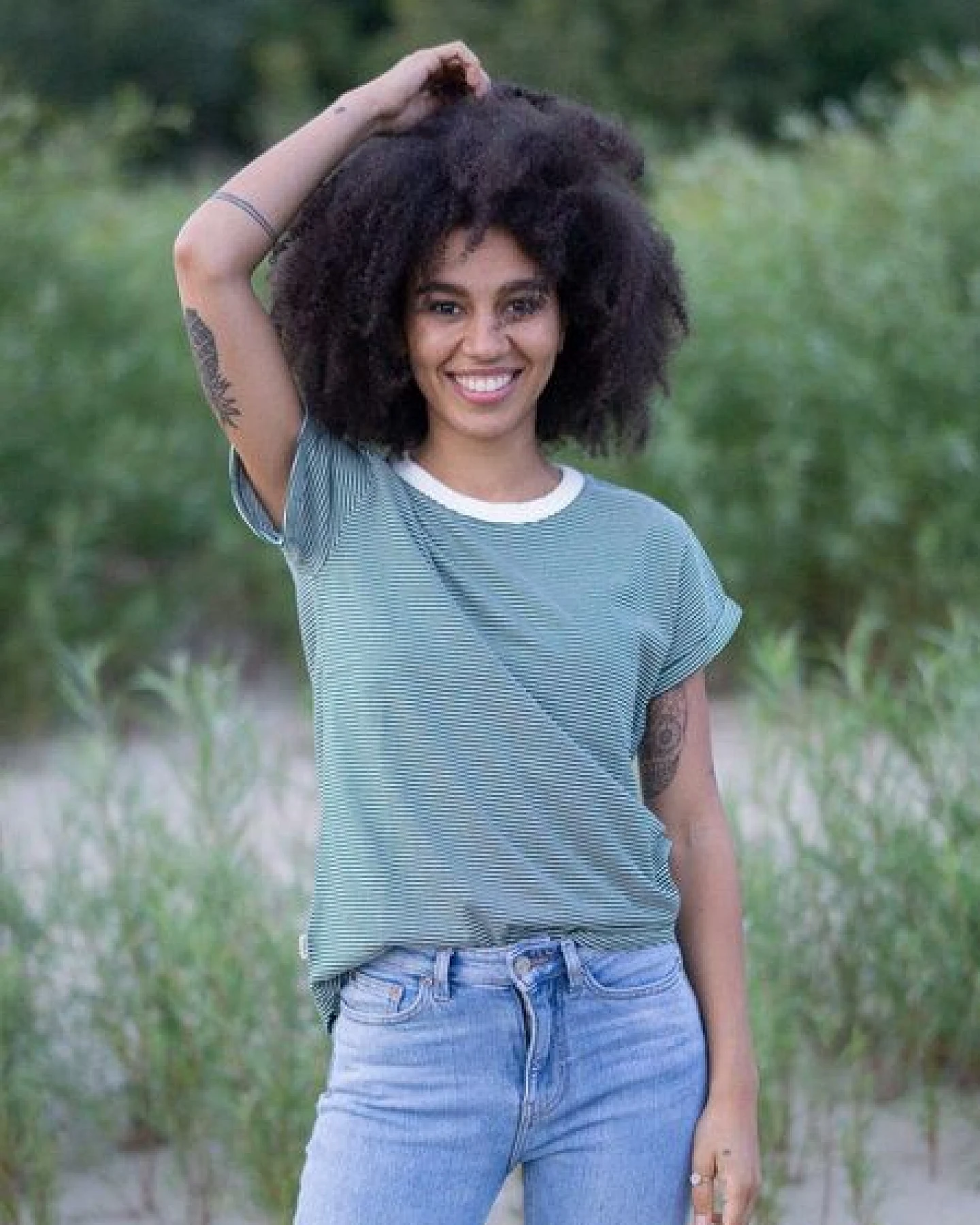 FUXBAU Frauen Streifenshirt - creme grün, bordeaux, blau oder senf – Ansicht 3