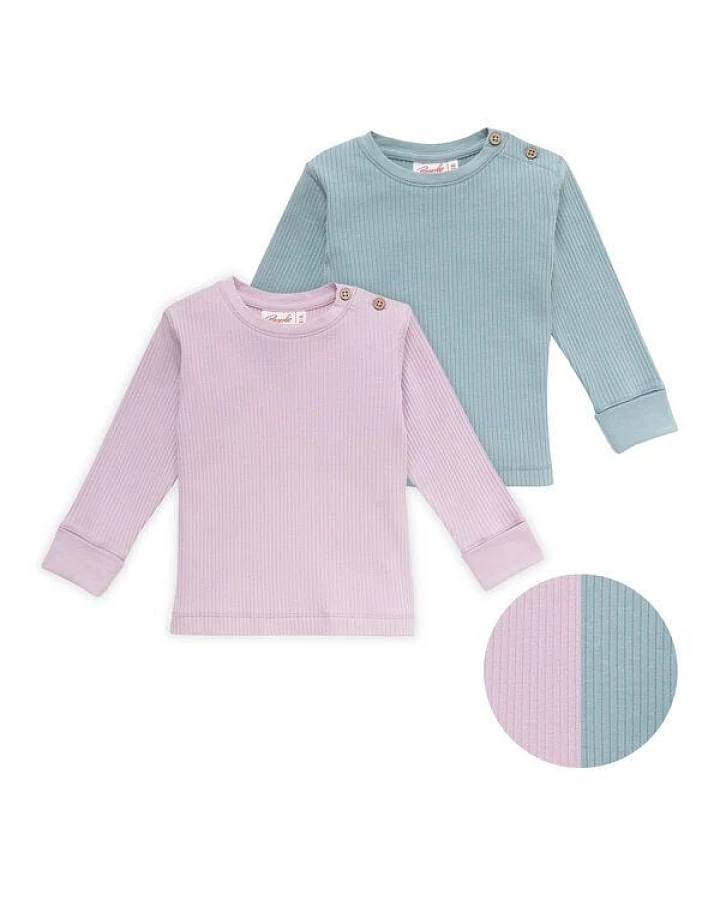 People Wear Organic Langarmshirt, 2er Pack, uni flieder und blau, Bio-Baumwolle