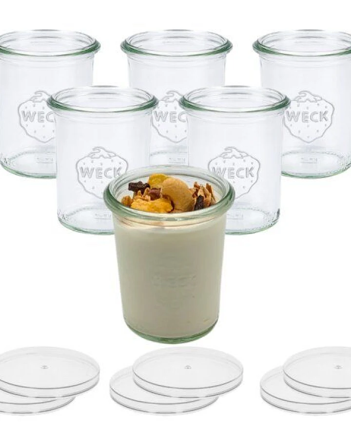 mikken 6er Set WECK Dessertgläser 160 ml Joghurtgläser Sturzgläser mit Frischhaltedeckel