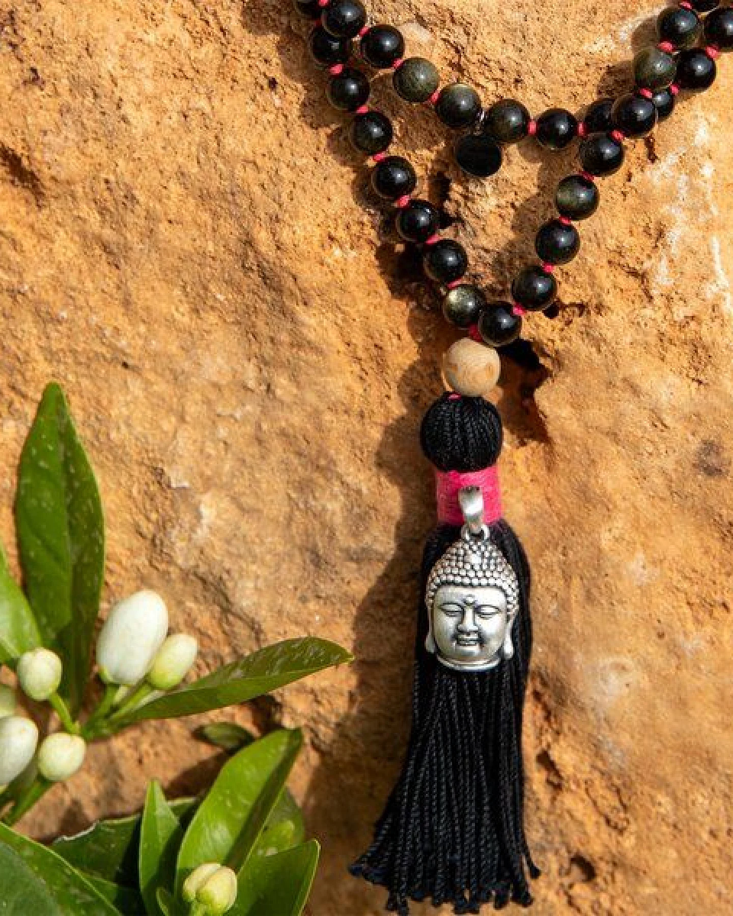 Divasya Mala Kette "Protection"| geknotet aus schwarzen Obsidian-Perlen – Ansicht 3