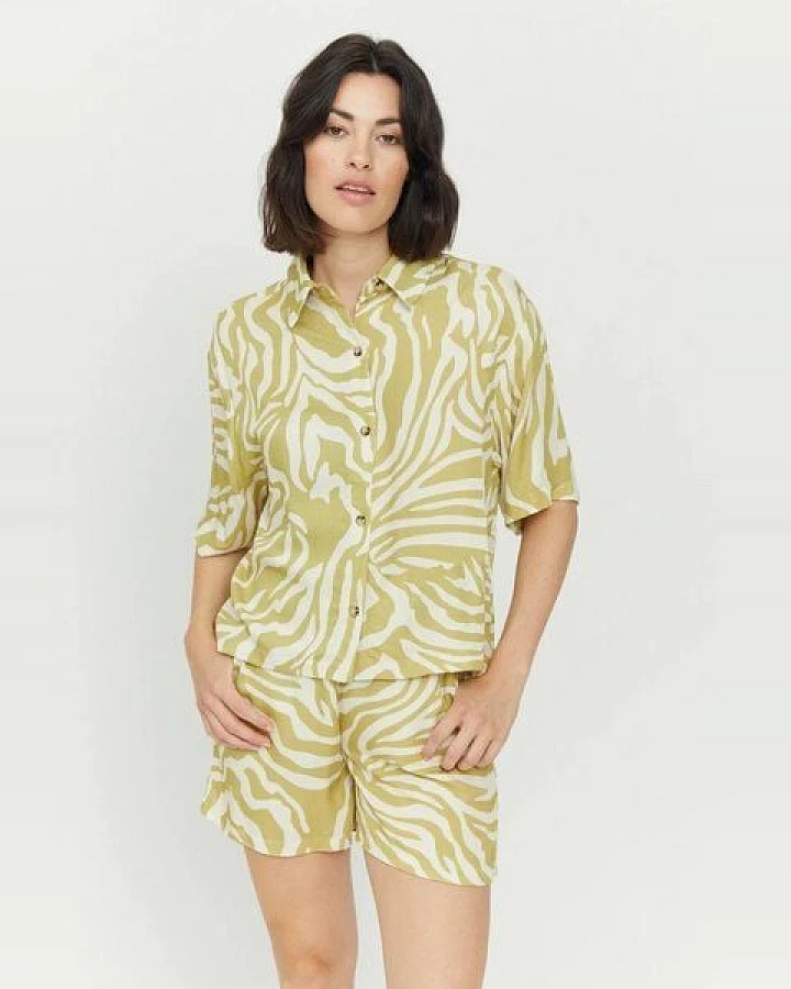Mazine Hemdbluse - Roja Print Blouse - Celery Green