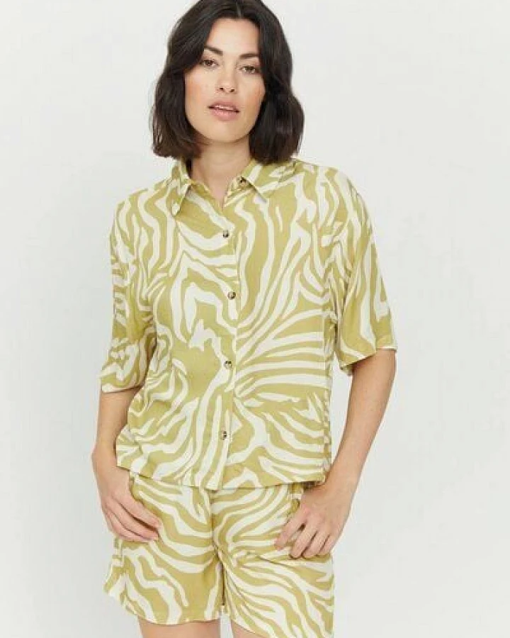 Mazine Hemdbluse - Roja Print Blouse - Celery Green