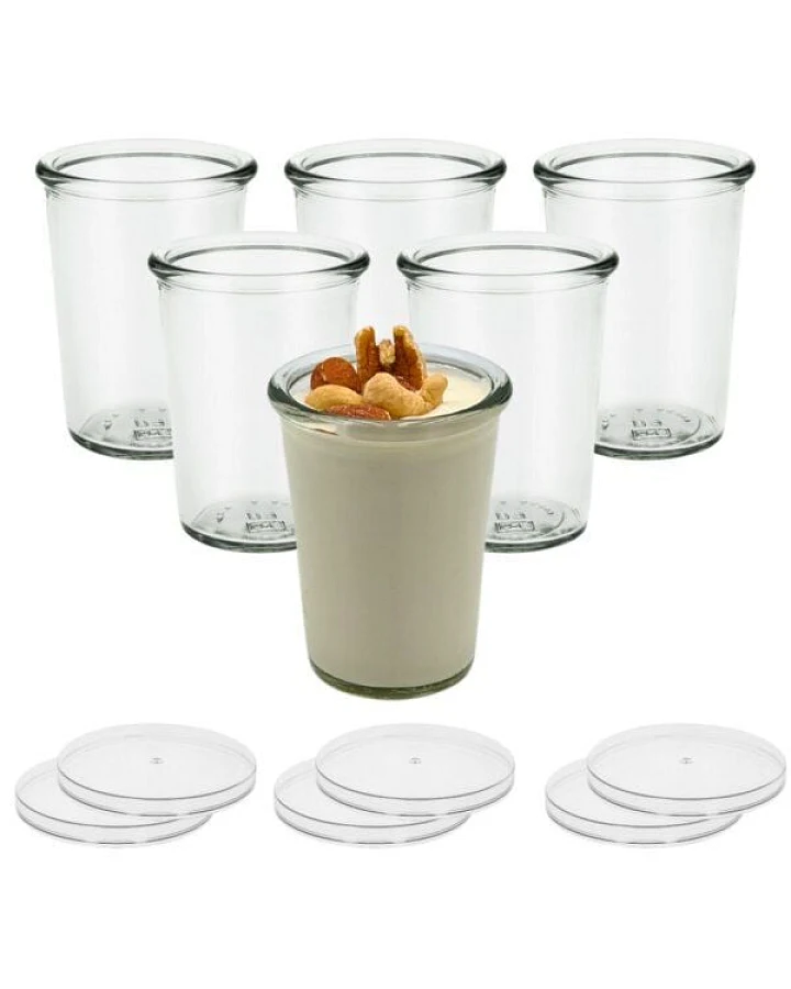 mikken 6er Set Dessertgläser 150 ml Joghurtgläser Bechergläser mit Frischhaltedeckel