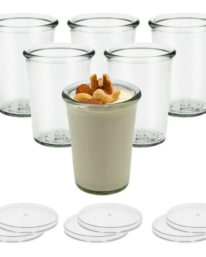 mikken 6er Set Dessertgläser 150 ml Joghurtgläser Bechergläser mit Frischhaltedeckel