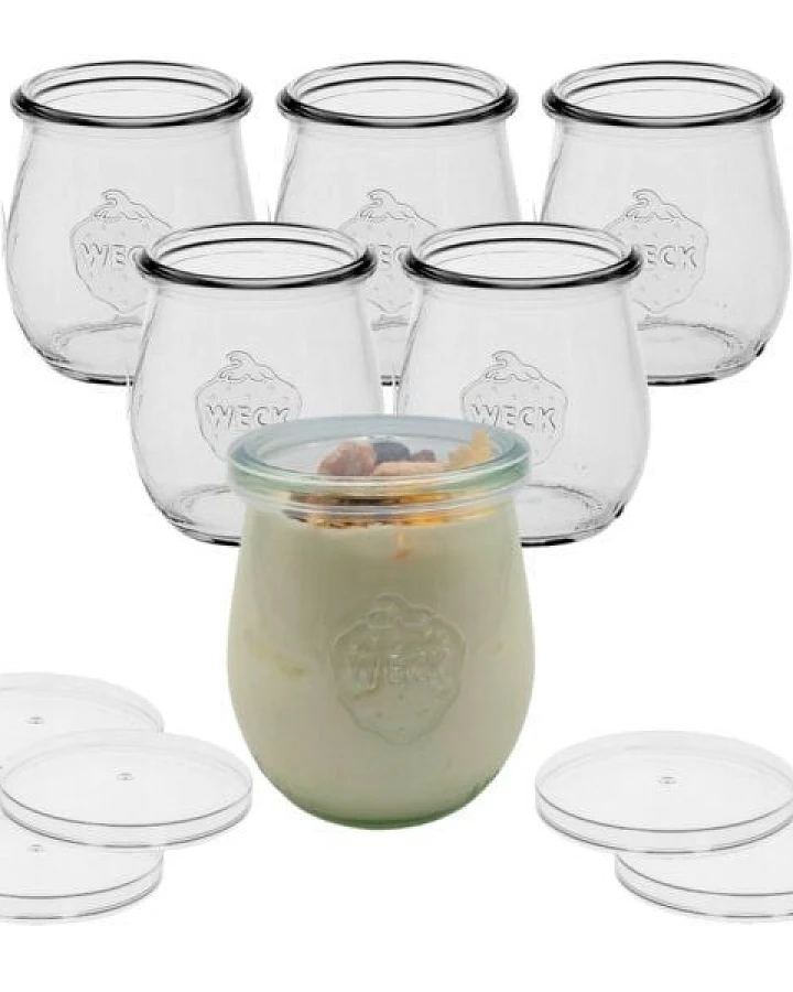 mikken 6er Set WECK Dessertgläser 220 ml Joghurtglas Tulpenglas mit Frischhaltedeckel