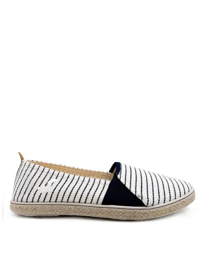 Veganer "thies ® Mallorca Organic Cotton Espadrille navy stripe" aus Biobaumwolle