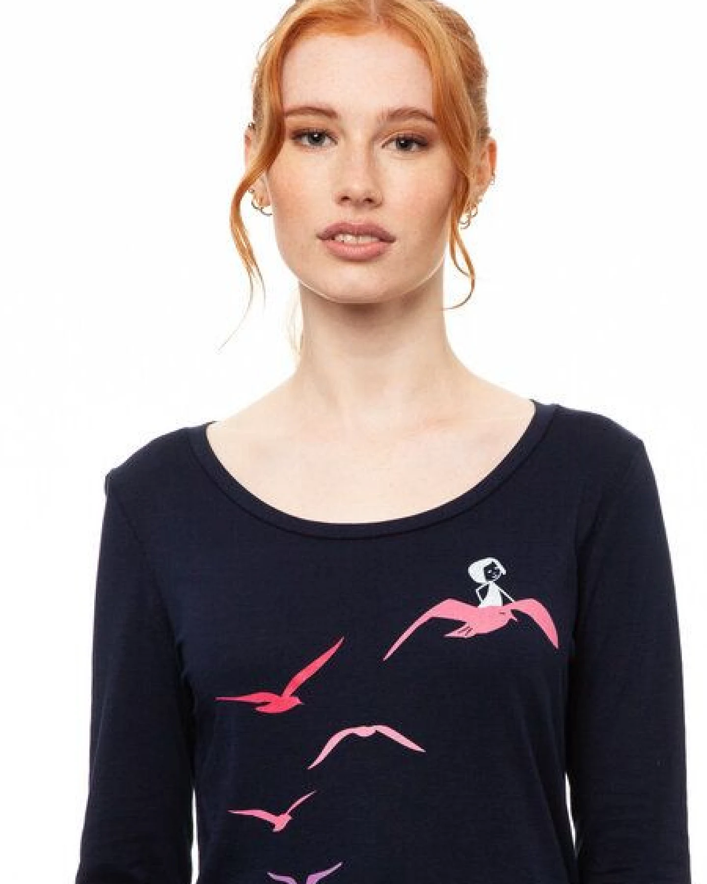 FellHerz Damen Longsleeve Möwenflug Girl Bio Fair & Vegan – Ansicht 2