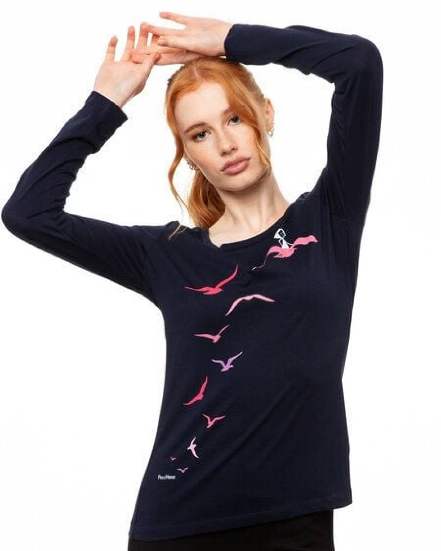 FellHerz Damen Longsleeve Möwenflug Girl Bio Fair & Vegan – Ansicht 4