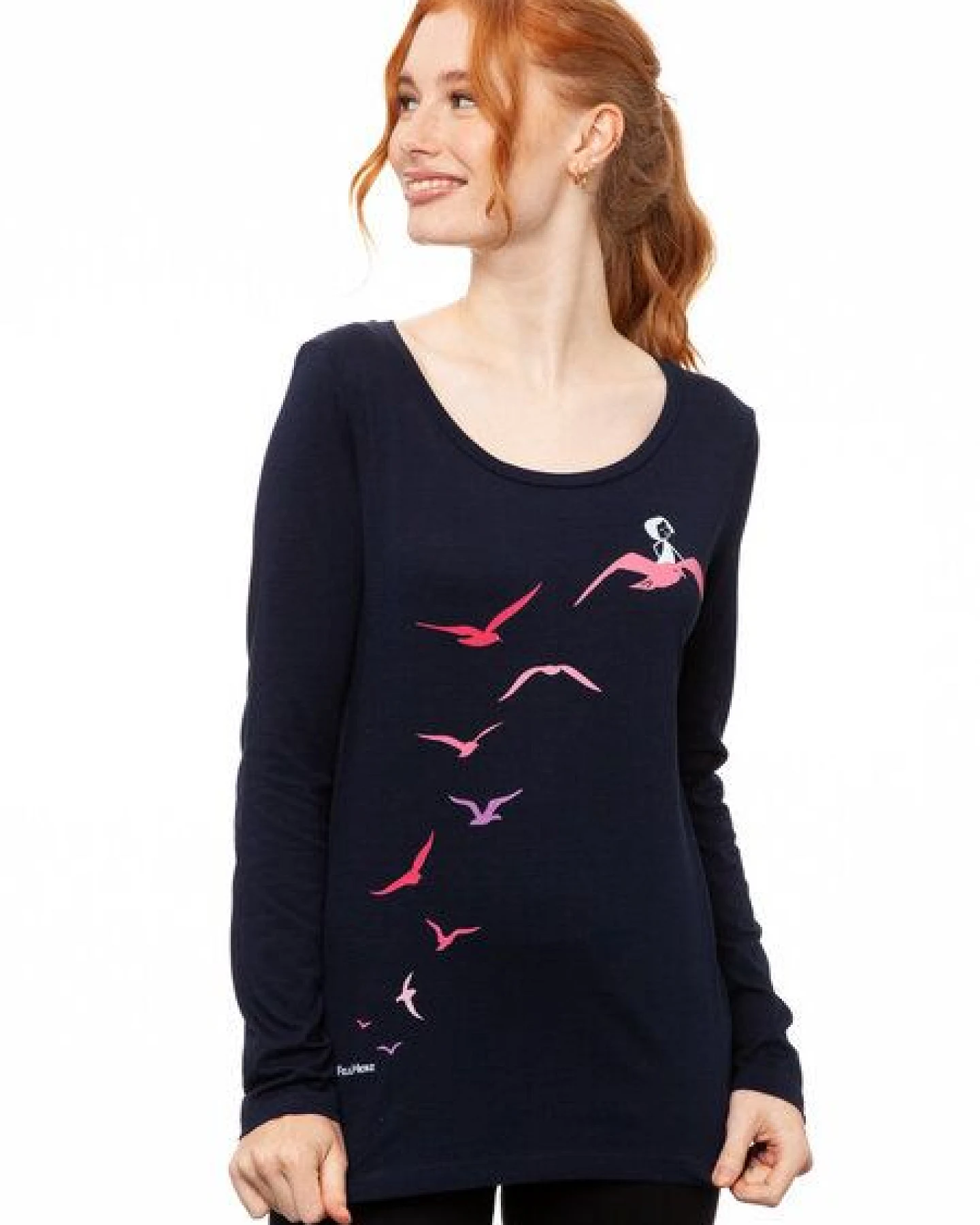 FellHerz Damen Longsleeve Möwenflug Girl Bio Fair & Vegan – Ansicht 3