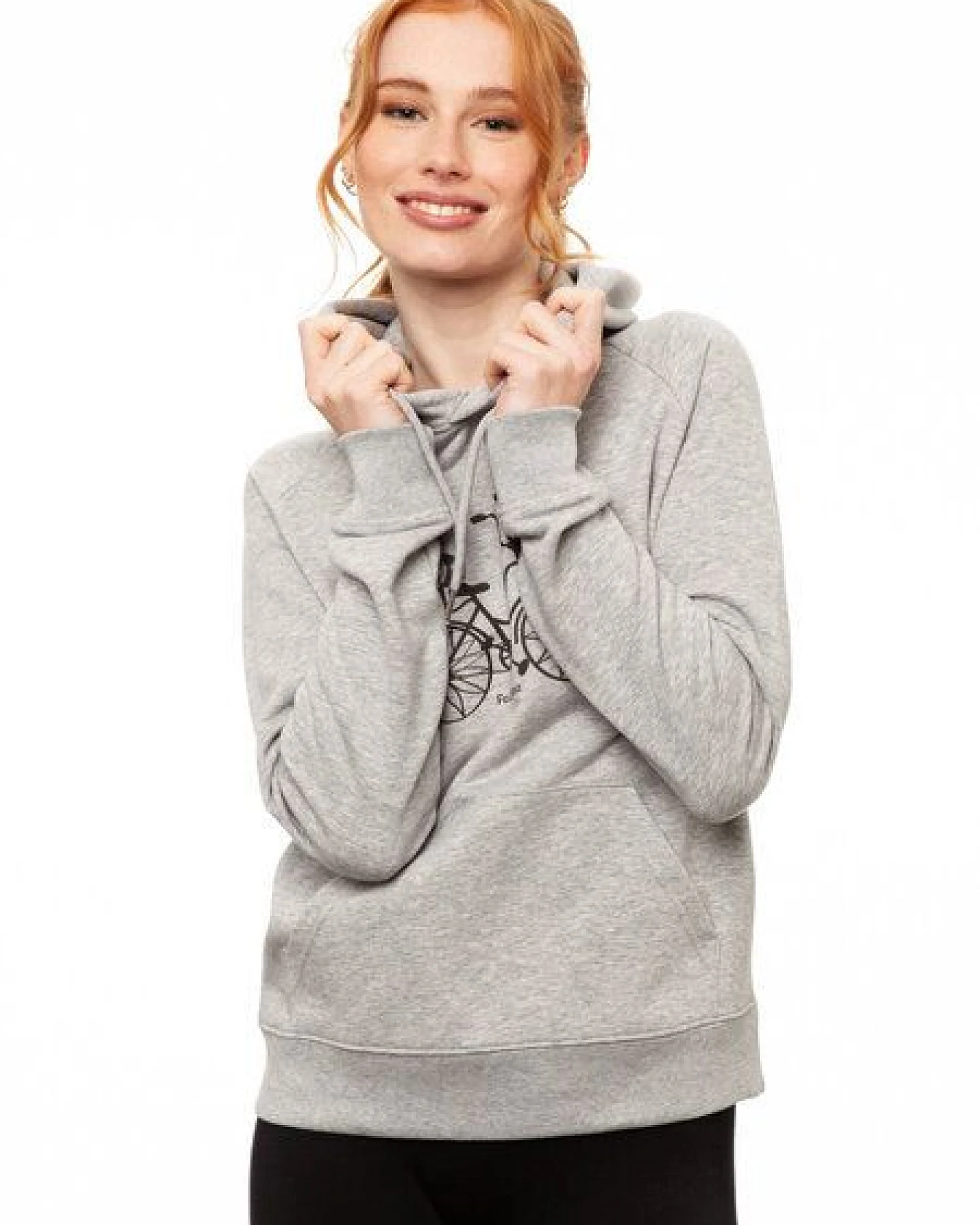 FellHerz Damen Hoodie Fahrrad-Mädchen grey melange, Bio Fair und Vegan – Ansicht 4