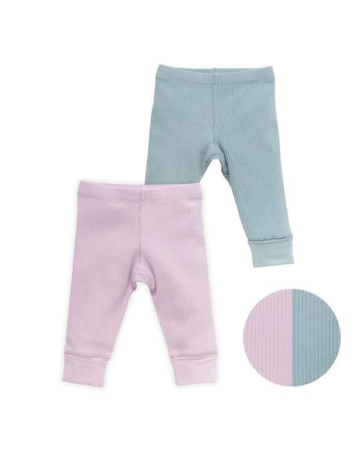 People Wear Organic Leggings, 2er Pack, uni flieder und blau, Bio-Baumwolle
