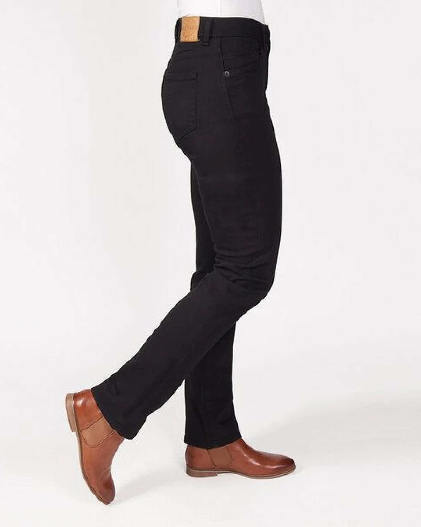fairjeans schwarze Basic-Jeans STRAIGHT BLACK, gerades Bein, mittelhoher Bund, Biobaumwolle – Ansicht 4