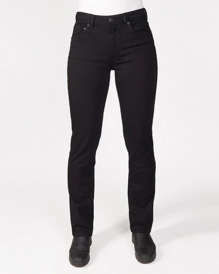 fairjeans schwarze Basic-Jeans STRAIGHT BLACK, gerades Bein, mittelhoher Bund, Biobaumwolle