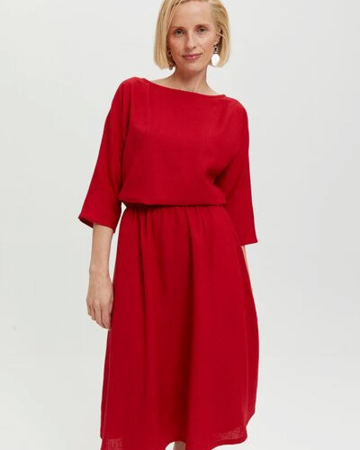 AYANI Nane Midikleid mit ¾-Ärmeln aus Leinen & ECOVERO