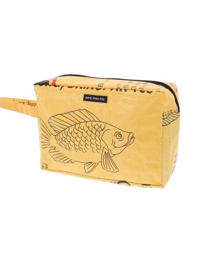 MoreThanHip Medium Kulturtasche aus recycelten Zement oder Fischfuttersaecken Washu