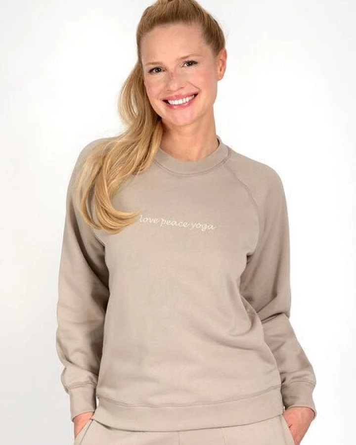 Magadi Damen Sweater BELLA mit Love- Peace- Yoga aus Sweat-Stoff