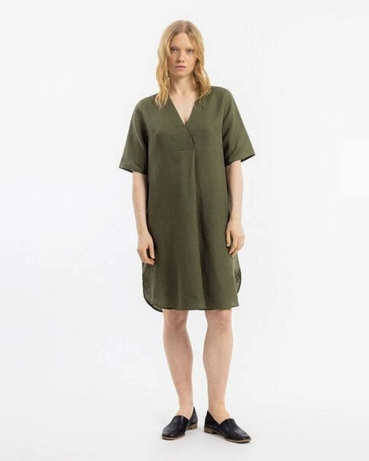 Rotholz Kleid - Kaftan - aus einem Baumwolle/Leinen-Mix