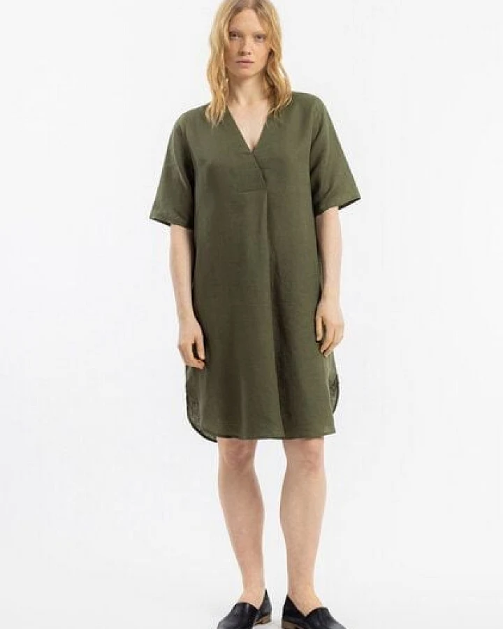 Rotholz Kleid - Kaftan - aus einem Baumwolle/Leinen-Mix