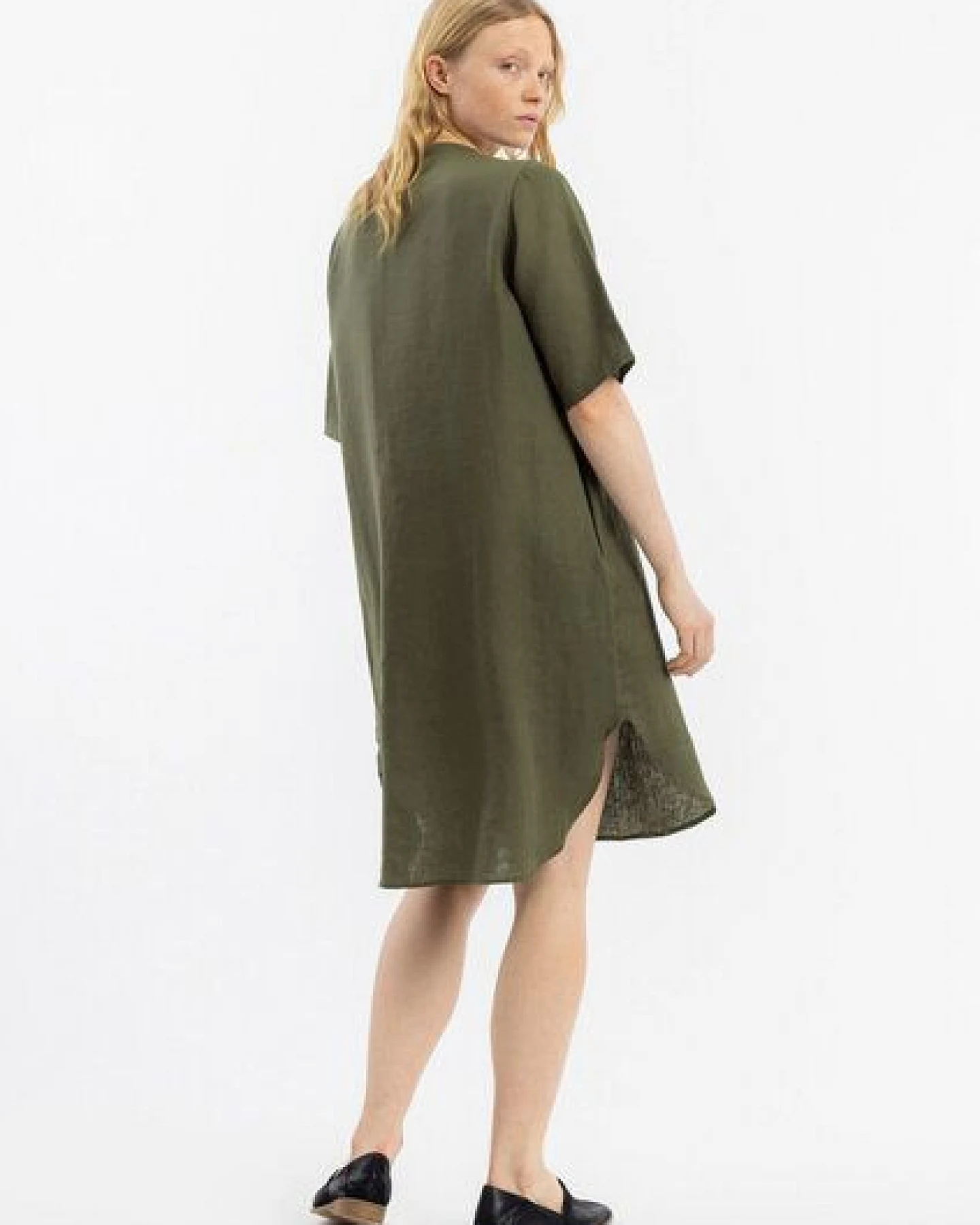 Rotholz Kleid - Kaftan - aus einem Baumwolle/Leinen-Mix – Ansicht 3