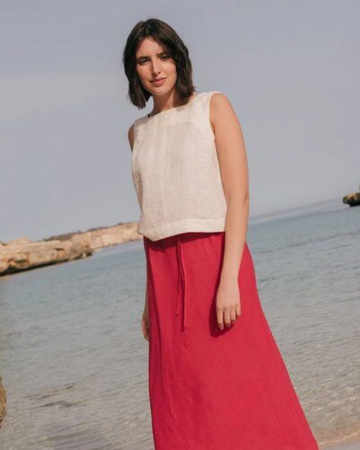 Produktseite: AmourLinen Klassisches ärmelloses Leinentop Lucia