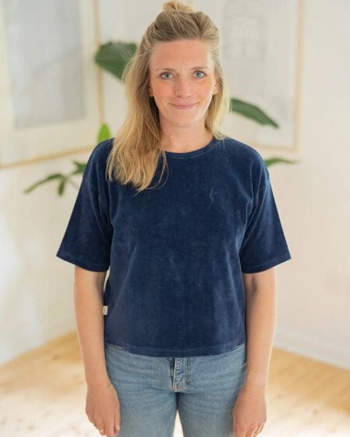 FUXBAU Frauen Cropped Samt T-Shirt