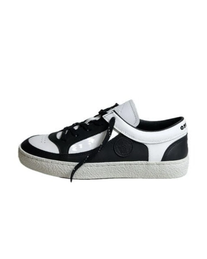 OSWEN Eleganter Sneaker aus Leder in schwarz weiß mit Naturkautschuklaufsohle