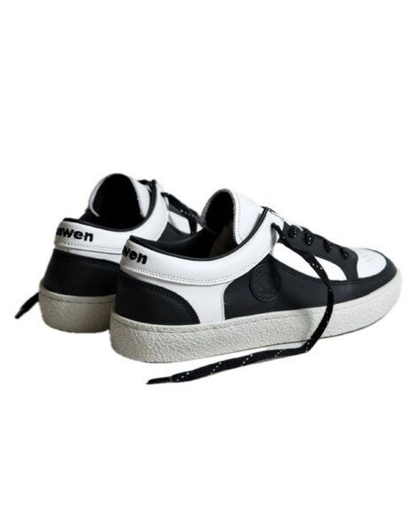 OSWEN Eleganter Sneaker aus Leder in schwarz weiß mit Naturkautschuklaufsohle – Ansicht 3