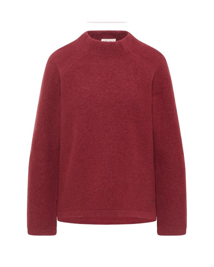 Tranquillo - Women's Kurzer Pullover aus Reiner Walkwolle - Wollpullover Gr M rot